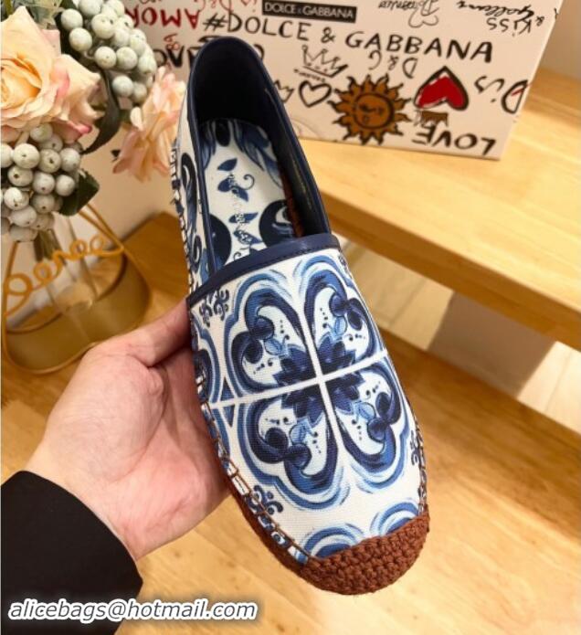 Unique Style Dolce & Gabbana Printed Denim Flat Espadrilles Blue 604142