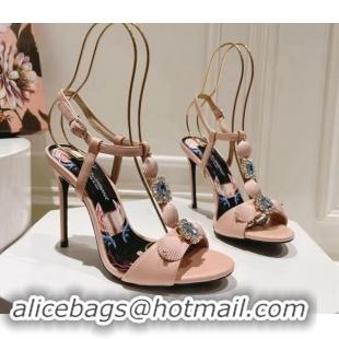 Charming Dolce & Gabbana Coral DG High Heel Sandals 10cm in Calfskin Pink 725037