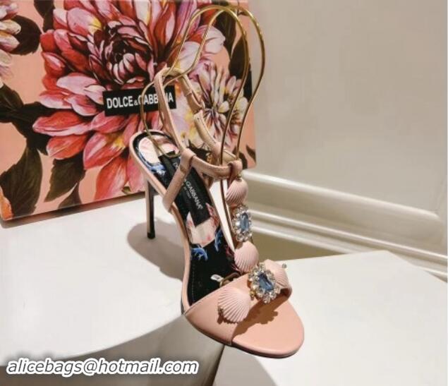 Charming Dolce & Gabbana Coral DG High Heel Sandals 10cm in Calfskin Pink 725037