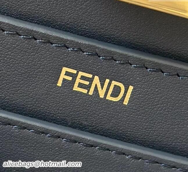 Modern Classic Fendi Peekaboo ISeeU Small Bag in  FF chenille fabric 8670 Dark Blue 2024