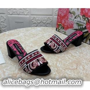 Best Grade Dolce & Gabbana DG Embroidered Heel Slides Sandal 6.5cm Black 813011