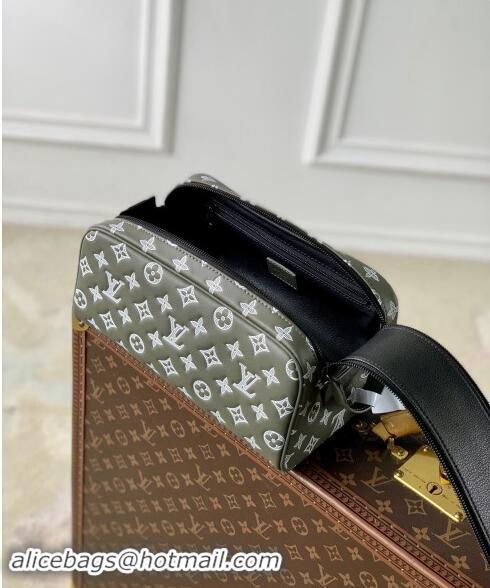 New Stylish Louis Vuitton Dopp Kit Toilet Clutch in Monogram Shadow Leather M12651 Green/White 2024