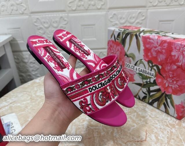 Generous Dolce & Gabbana DG Embroidered Flat Slides Sandal Pink 813016