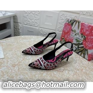 Trendy Design Dolce & Gabbana DG Embroidered Slingback Pumps 10cm Black 813017