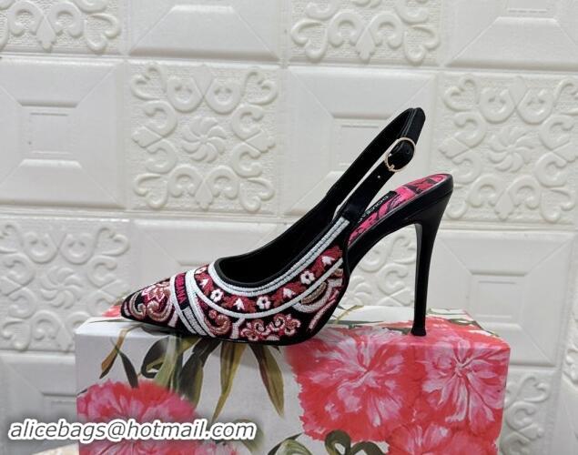 Trendy Design Dolce & Gabbana DG Embroidered Slingback Pumps 10cm Black 813017