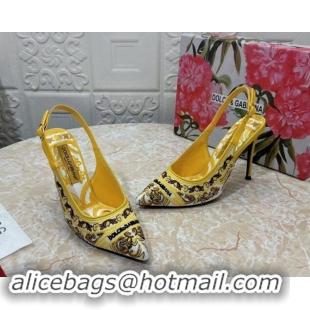 Hot Style Dolce & Gabbana DG Embroidered Slingback Pumps 10cm Yellow 813018