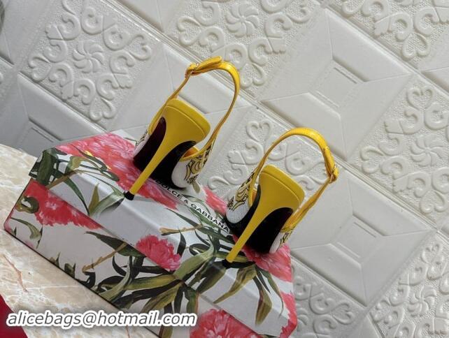 Hot Style Dolce & Gabbana DG Embroidered Slingback Pumps 10cm Yellow 813018