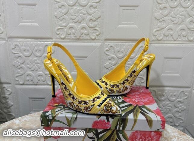 Hot Style Dolce & Gabbana DG Embroidered Slingback Pumps 10cm Yellow 813018