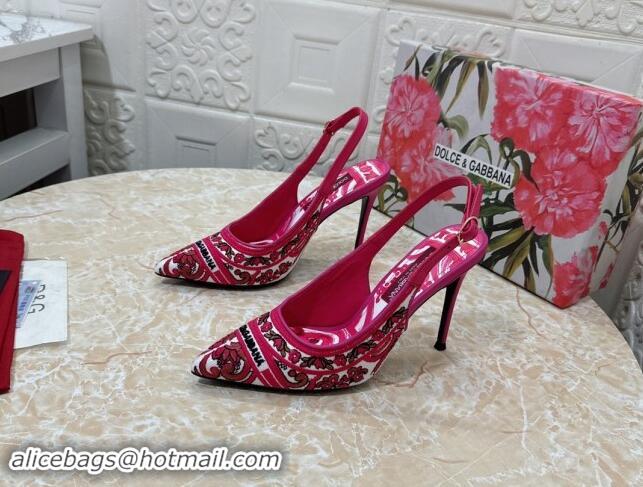 Stylish Dolce & Gabbana DG Embroidered Slingback Pumps 10cm Pink 813019