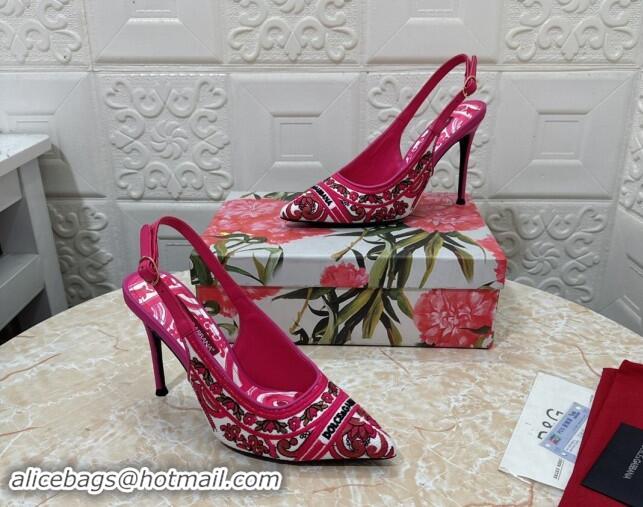 Stylish Dolce & Gabbana DG Embroidered Slingback Pumps 10cm Pink 813019