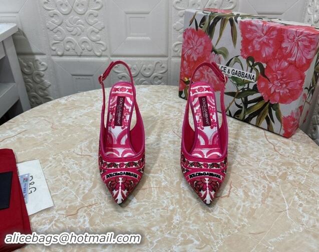 Stylish Dolce & Gabbana DG Embroidered Slingback Pumps 10cm Pink 813019