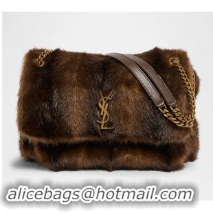 Top Quality SAINT LAURENT NIKI Large In Shearling Y80389 Dark Brown