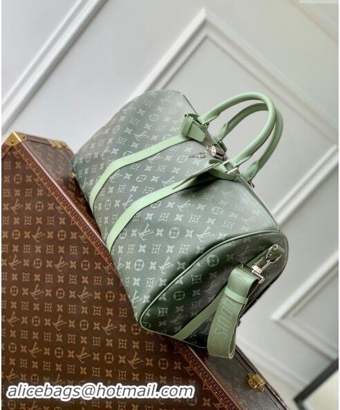 Discount Louis Vuitton Keepall Bandouliere 45 Travel Bag in Khaki Green Monogram Gradient Canvas M11718 2024