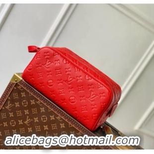 Best Price Louis Vuitton Dopp Kit Toilet Clutch in Taurillon Monogram Leather M12863 Red 2024