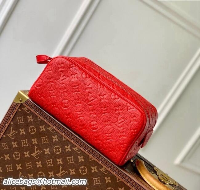 Best Price Louis Vuitton Dopp Kit Toilet Clutch in Taurillon Monogram Leather M12863 Red 2024