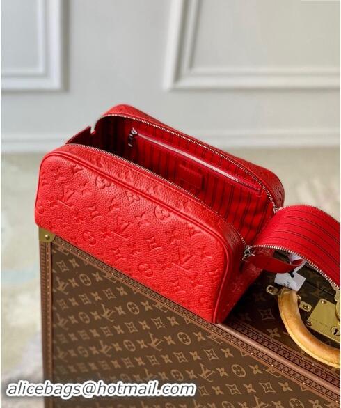 Best Price Louis Vuitton Dopp Kit Toilet Clutch in Taurillon Monogram Leather M12863 Red 2024