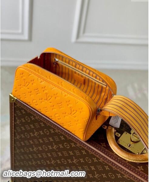 Inexpensive Louis Vuitton Dopp Kit Toilet Clutch in Taurillon Monogram Leather M12863 Yellow 2024