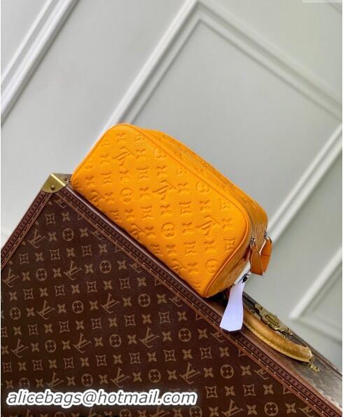 Inexpensive Louis Vuitton Dopp Kit Toilet Clutch in Taurillon Monogram Leather M12863 Yellow 2024