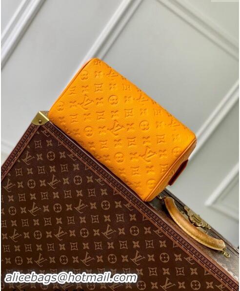 Inexpensive Louis Vuitton Dopp Kit Toilet Clutch in Taurillon Monogram Leather M12863 Yellow 2024