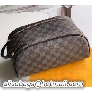 Top Quality Louis Vuitton Dopp Kit Toiletry Bag in Black Damier Graphite Canvas M47527 2024