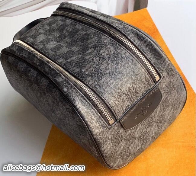 Top Quality Louis Vuitton Dopp Kit Toiletry Bag in Black Damier Graphite Canvas M47527 2024