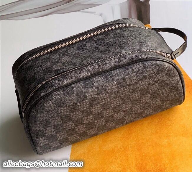 Top Quality Louis Vuitton Dopp Kit Toiletry Bag in Black Damier Graphite Canvas M47527 2024