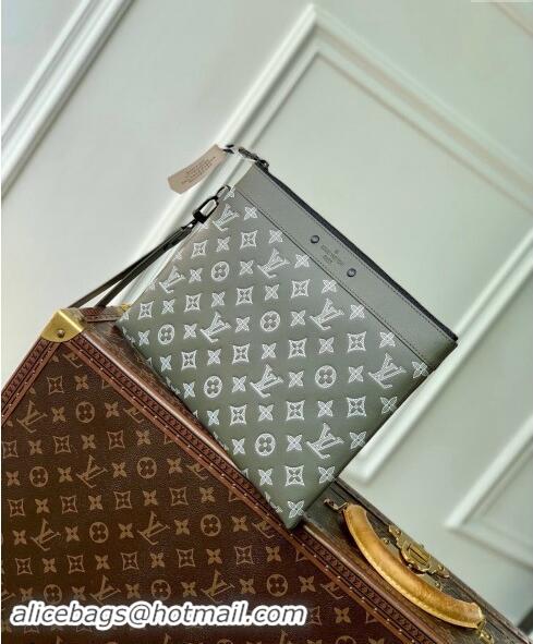 Grade Design Louis Vuitton Pochette To-Go Pouch in Monogram Shadow Leather M81570 Green/White 2024