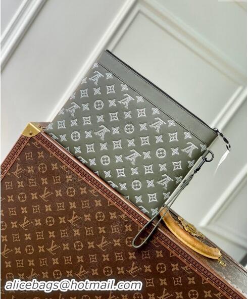 Grade Design Louis Vuitton Pochette To-Go Pouch in Monogram Shadow Leather M81570 Green/White 2024