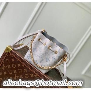 Best Quality Louis Vuitton Pico Bella Bucket Bag in Mahina Perforated Leather M12521 Brume Grey/Blue 2024