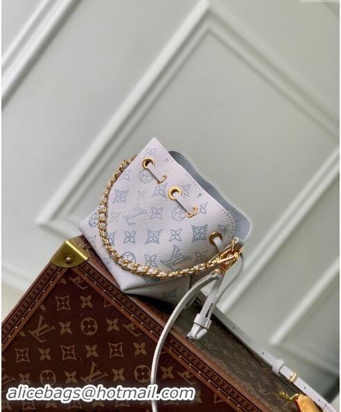 Best Quality Louis Vuitton Pico Bella Bucket Bag in Mahina Perforated Leather M12521 Brume Grey/Blue 2024