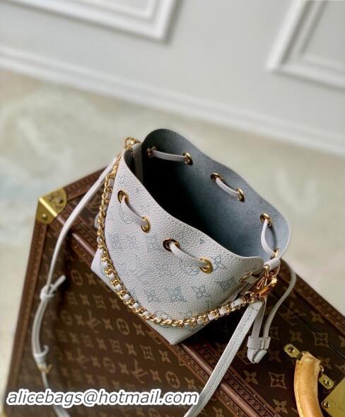 Best Quality Louis Vuitton Pico Bella Bucket Bag in Mahina Perforated Leather M12521 Brume Grey/Blue 2024