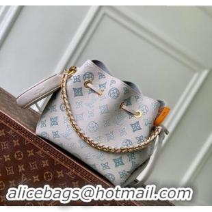 Famous Brand Louis Vuitton Bella Bucket Bag in Mahina Perforated Leather M12125 Brume Grey/Blue 2024