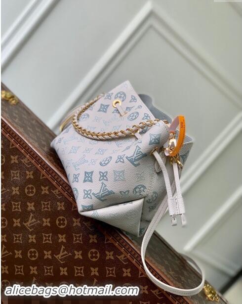 Famous Brand Louis Vuitton Bella Bucket Bag in Mahina Perforated Leather M12125 Brume Grey/Blue 2024