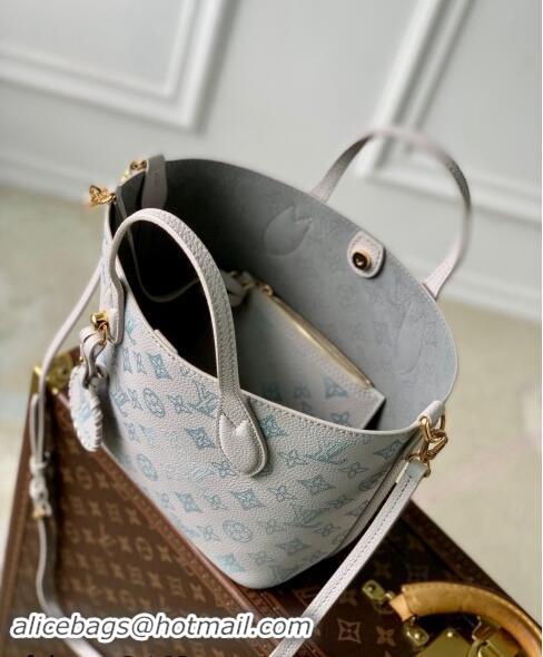 Top Quality Louis Vuitton Blossom PM Tote Bag in Mahina Perforated Leather M12088 Brume Grey/Blue 2024