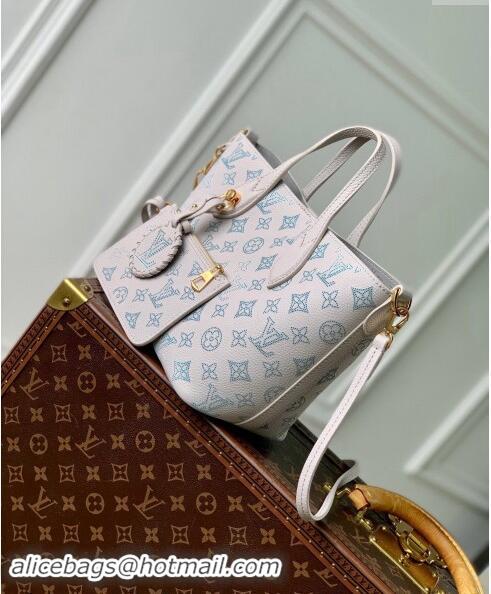 Top Quality Louis Vuitton Blossom PM Tote Bag in Mahina Perforated Leather M12088 Brume Grey/Blue 2024