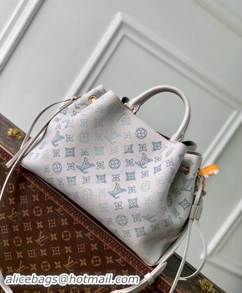 Top Grade Louis Vuitton Bella Tote Bag in Mahina Perforated Leather M12127 Brume Grey/Blue 2024