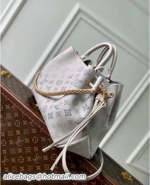 Top Grade Louis Vuitton Bella Tote Bag in Mahina Perforated Leather M12127 Brume Grey/Blue 2024