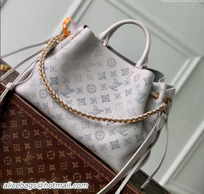 Top Grade Louis Vuitton Bella Tote Bag in Mahina Perforated Leather M12127 Brume Grey/Blue 2024