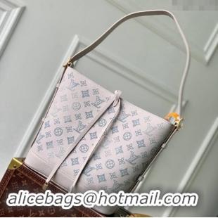 Top Quality Louis Vuitton Flore Bucket Bag in Mahina Perforated Leather M12496 Brume Grey/Blue 2024