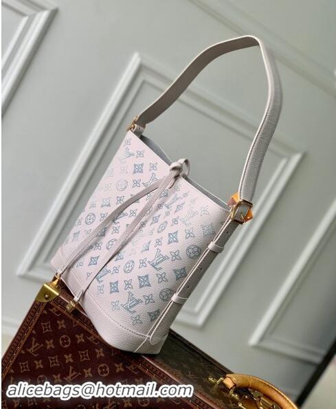 Top Quality Louis Vuitton Flore Bucket Bag in Mahina Perforated Leather M12496 Brume Grey/Blue 2024