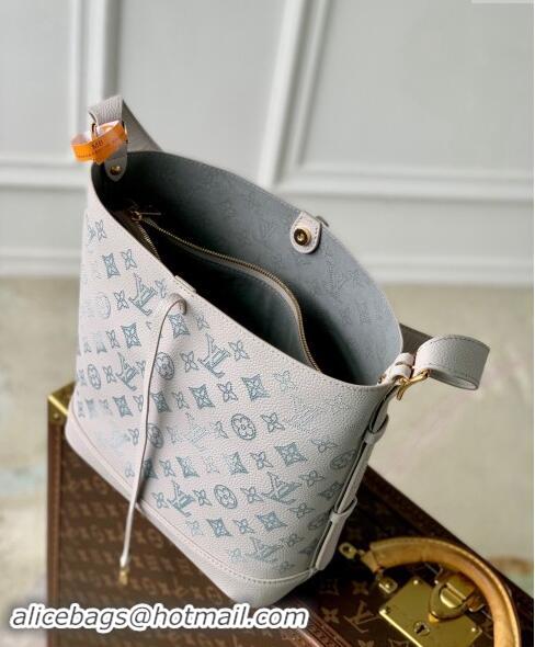 Top Quality Louis Vuitton Flore Bucket Bag in Mahina Perforated Leather M12496 Brume Grey/Blue 2024