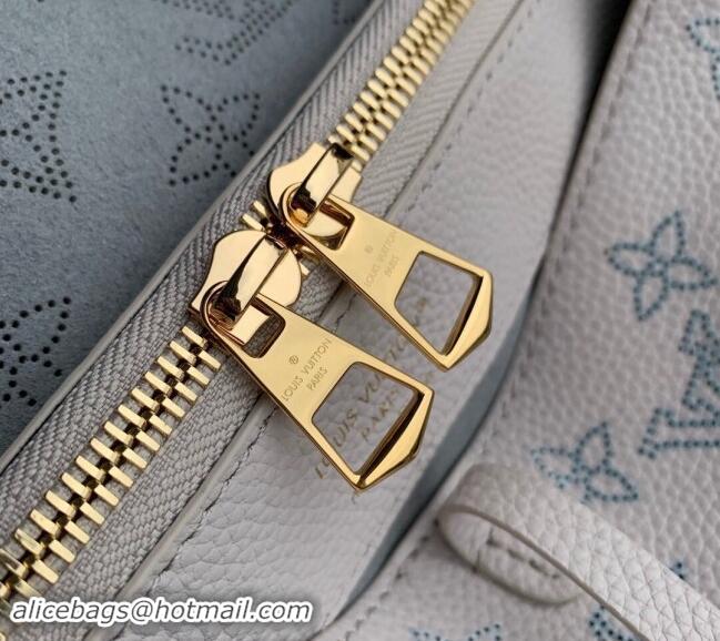 Top Quality Louis Vuitton Flore Bucket Bag in Mahina Perforated Leather M12496 Brume Grey/Blue 2024