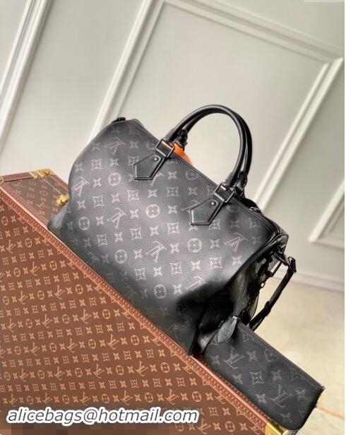 Good Taste Louis Vuitton RUNWAY Speedy P9 Bandouliere 40 Bag in Black Monogram Eclipse Canvas M24419 2024