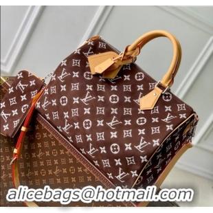 Super Quality Louis Vuitton RUNWAY Speedy P9 Bandouliere 40 Bag in Brown Monogram Suede M24428 2024