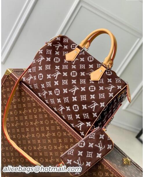 Super Quality Louis Vuitton RUNWAY Speedy P9 Bandouliere 40 Bag in Brown Monogram Suede M24428 2024