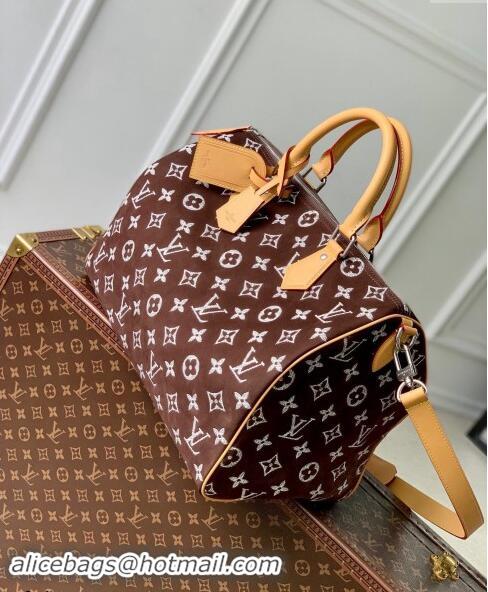 Super Quality Louis Vuitton RUNWAY Speedy P9 Bandouliere 40 Bag in Brown Monogram Suede M24428 2024