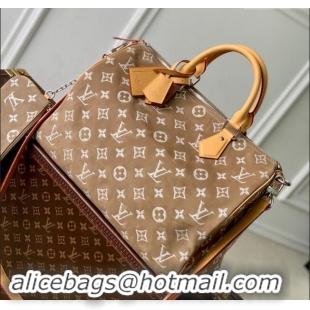 Luxurious Louis Vuitton RUNWAY Speedy P9 Bandouliere 40 Bag in Beige Monogram Suede M24430 2024