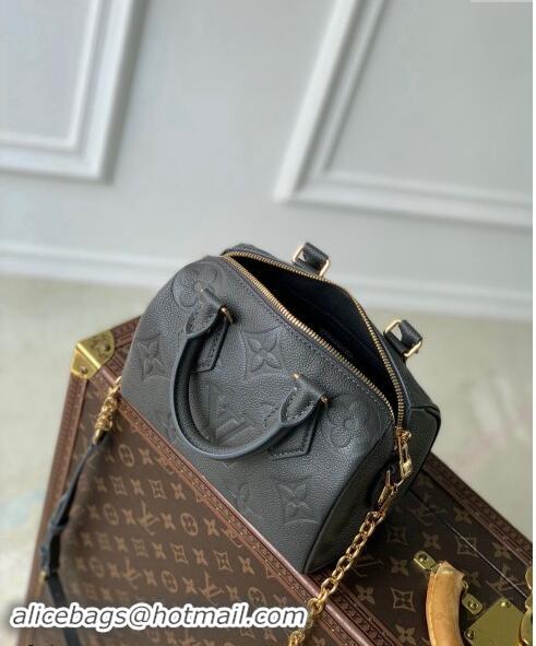 Super Quality Louis Vuitton Speedy Bandouliere 20 Bag in Giant Monogram Leather M12013 Gunmetal Black 2024