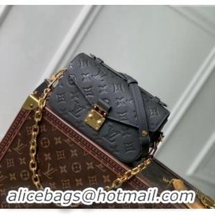 Shop Grade Louis Vuitton Pochette Metis East West Shoulder Bag in Maxi Monogram Leather M11998 Gunmetal Black 2024