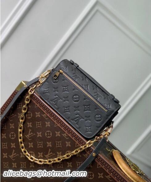 Shop Grade Louis Vuitton Pochette Metis East West Shoulder Bag in Maxi Monogram Leather M11998 Gunmetal Black 2024